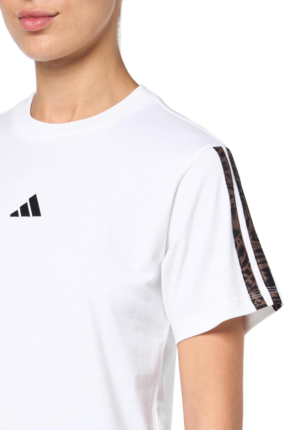 imageadidas Womens Essentials Leopard Print TShirtWhiteEarth Strata