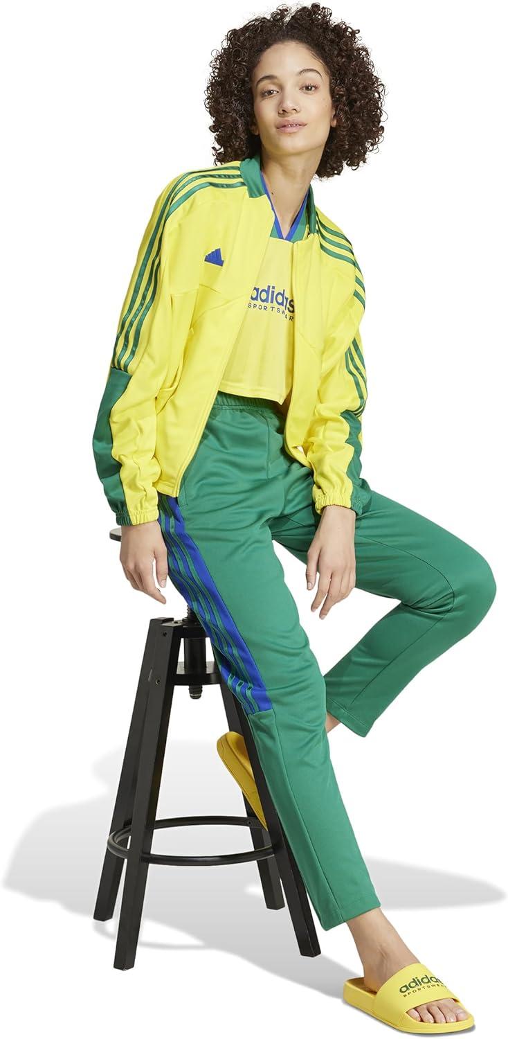 imageadidas Womens Tiro Cut 3Stripes Track PantsBold GreenBright YellowBold Blue