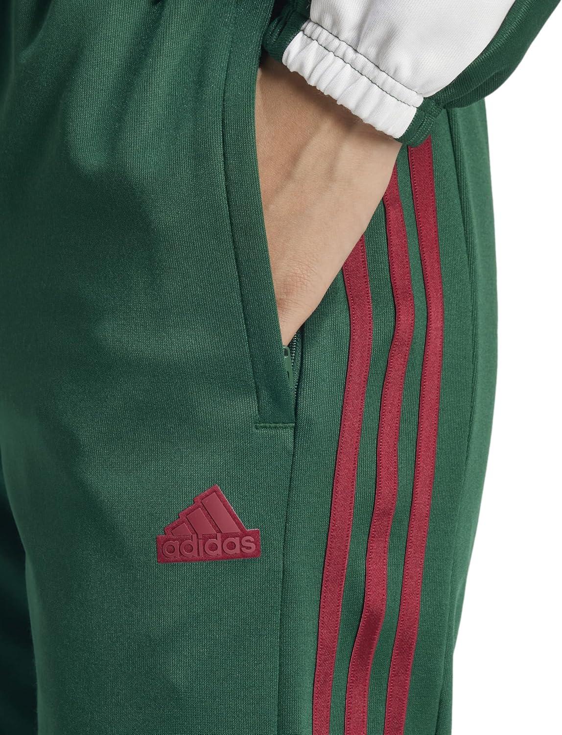 imageadidas Womens Tiro Cut 3Stripes Track PantsDark GreenCloud WhiteCollegiate Burgundy