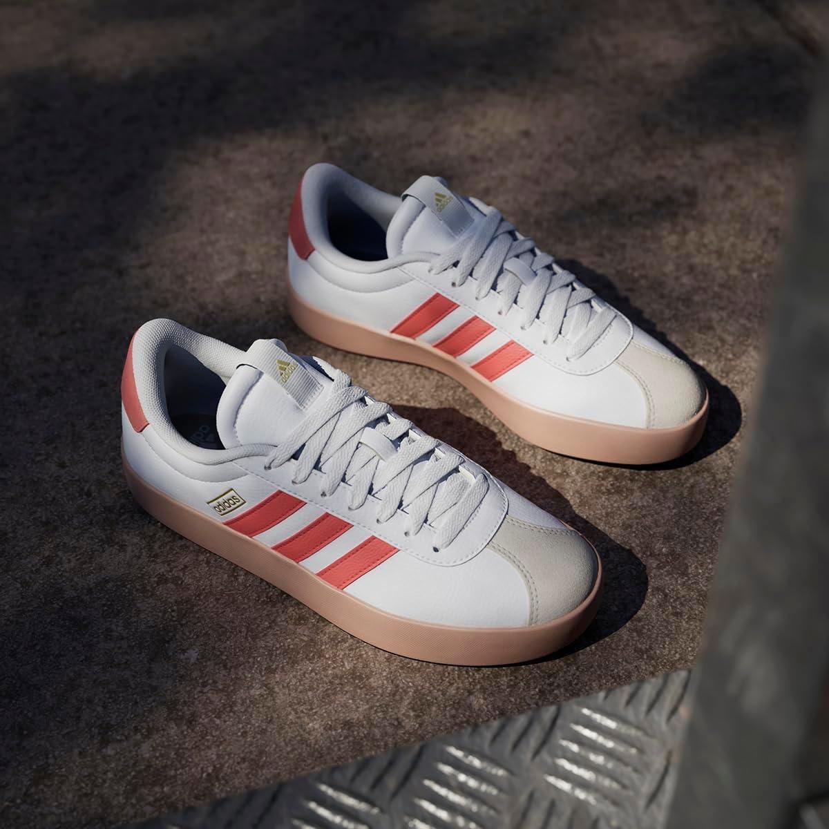 imageadidas Womens VL Court 30 SneakerCloud White Preloved Scarlet Gold Metallic