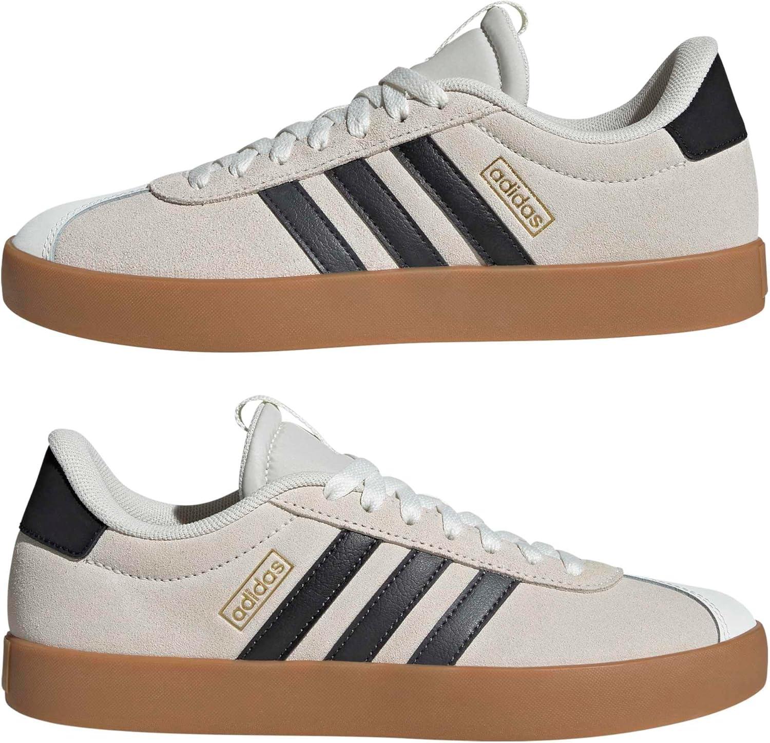 imageadidas Womens VL Court 30 SneakerOff White Grey Six Gold Metallic