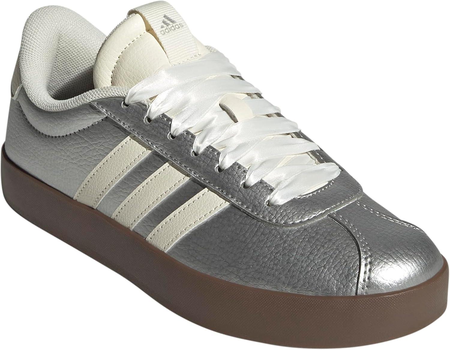 imageadidas Womens VL Court 30 SneakerSilver MetallicOff WhiteGum