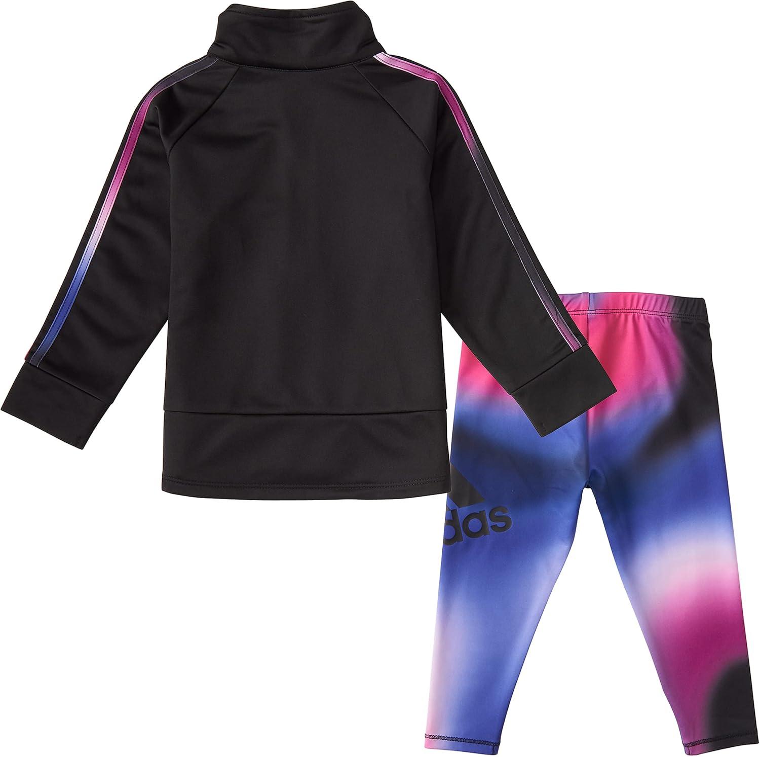 imageadidas girls Zip Front Glow Tricot Jacket and Printed Tights Set
