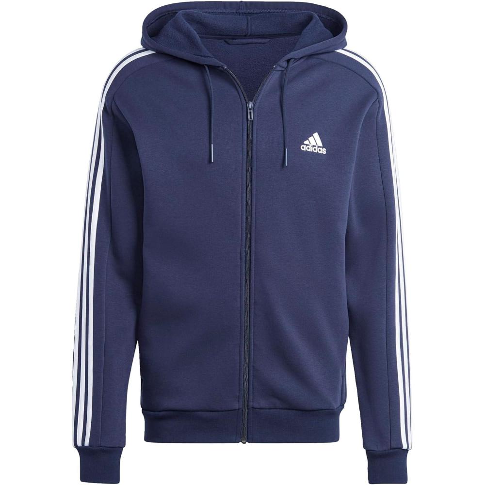 imageadidas Mens Essentials Fleece 3Stripes Hoodie Athletic Outerwear Casual  RedInk