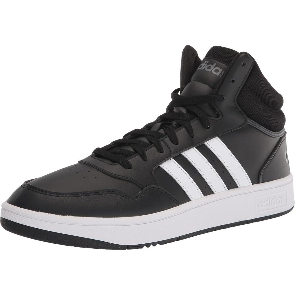 imageadidas Mens Hoops 30 Mid Basketball ShoeBlackWhiteGrey Six