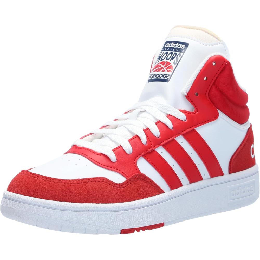 imageadidas Mens Hoops 30 Mid Basketball ShoeWhiteBetter ScarletBetter Scarlet