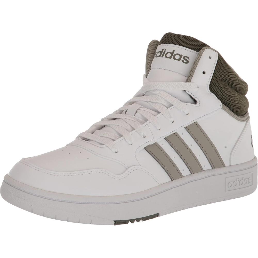 imageadidas Mens Hoops 30 Mid Basketball ShoeWhiteSilver PebbleOlive Strata