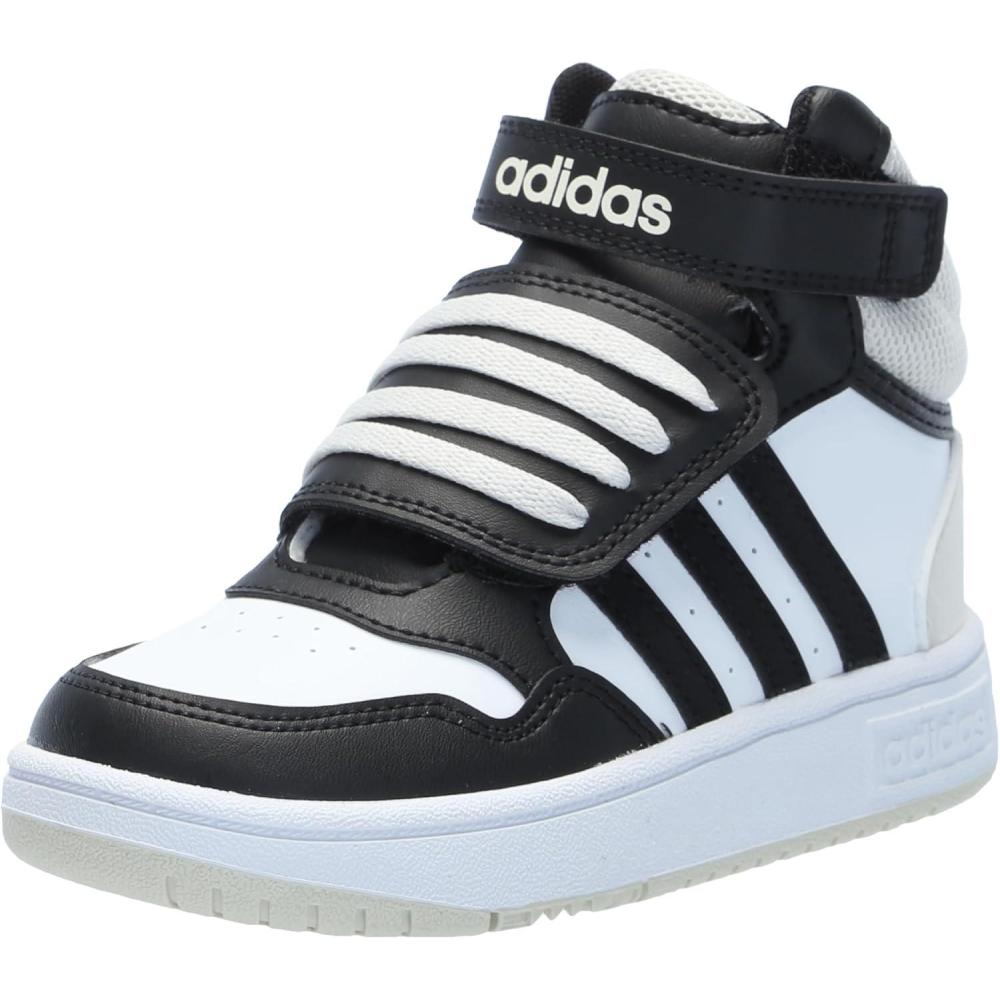imageadidas UnisexChild Hoops Mid Basketball ShoeWhiteBlackOrbit Grey