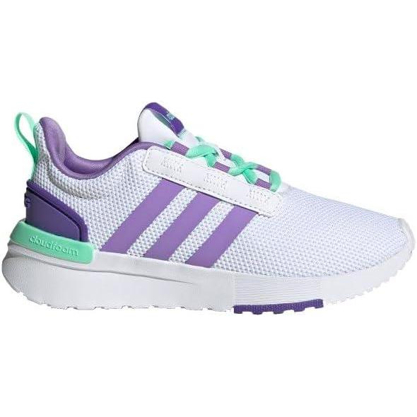 imageadidas UnisexChild Racer TR21 Running ShoeCloud WhiteViolet FusionPulse Mint