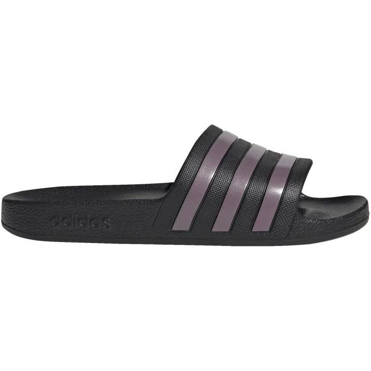imageadidas Womens Adilette Aqua Slide SandalCore BlackMatt Purple MetallicCore Black
