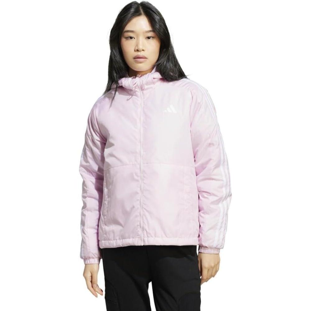 imageadidas Womens Essentials 3Stripes Insulated Hooded JacketClear Pink