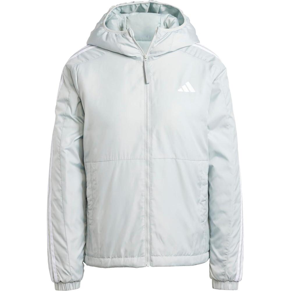 imageadidas Womens Essentials 3Stripes Insulated Hooded JacketWonder Silver