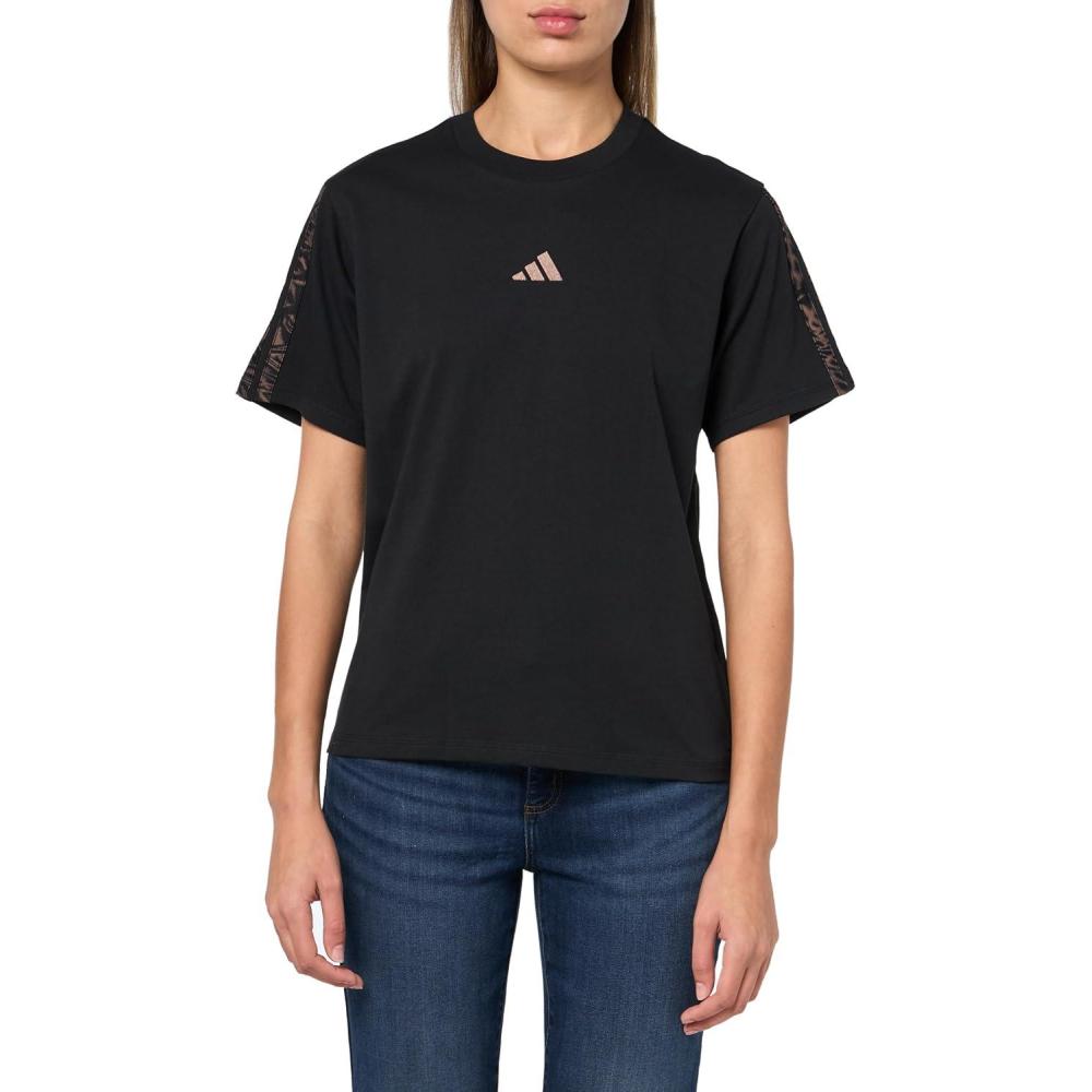 imageadidas Womens Essentials Leopard Print TShirtBlackEarth Strata