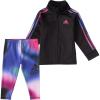 imageadidas girls Zip Front Glow Tricot Jacket and Printed Tights Set