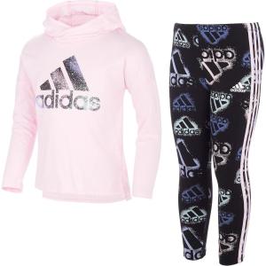 imageadidas Girls Long Sleeve Graphic Hooded Tee and Printed Tights Set