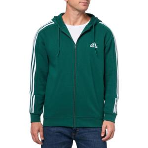 imageadidas Mens Essentials Fleece 3Stripes Hoodie Athletic Outerwear Casual  RedCollegiate GreenWhite