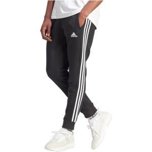 imageadidas Mens Essentials Fleece Tapered Cuff 3Stripes PantsBlackWhite