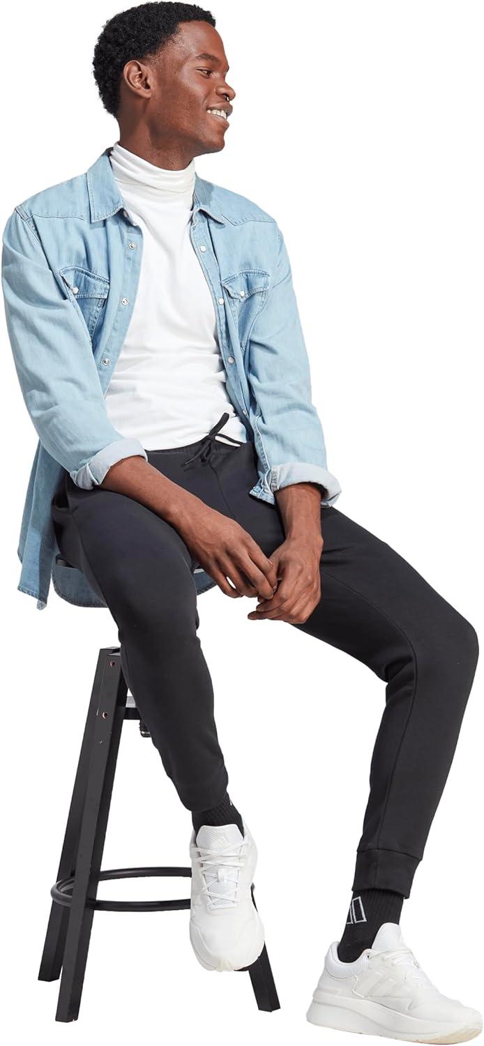 imageAdidas Mens Essentials Fleece Tapered Cuff Big Logo PantsBlack