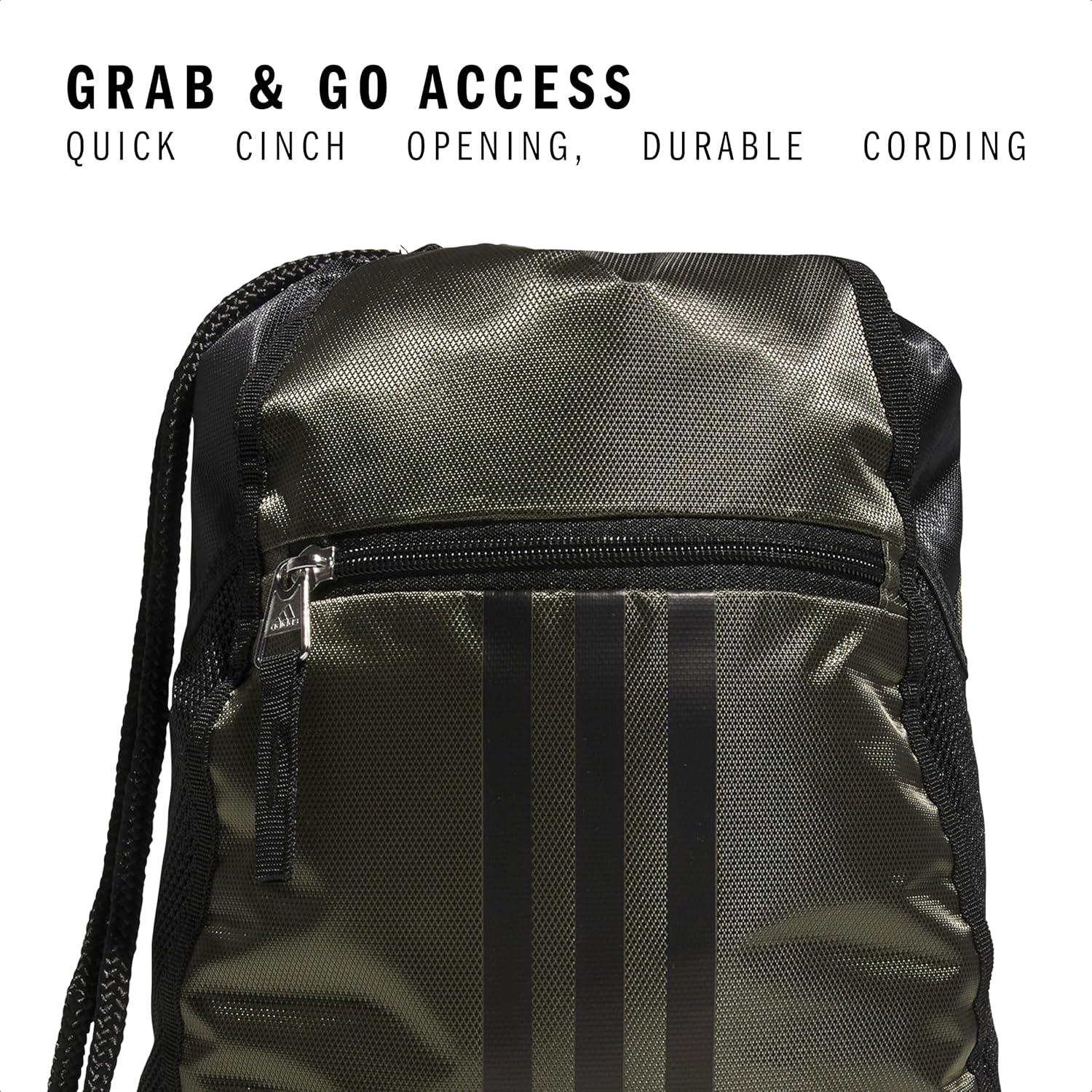 imageadidas Alliance Sackpack  Drawstring Backpack Small Bag for Men and Women Tropic BloomClear Pink One SizeOlive Strata GreenBlackSilver Metallic20