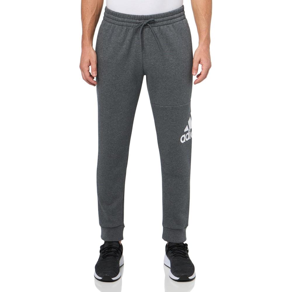 imageAdidas Mens Essentials Fleece Tapered Cuff Big Logo PantsDark Grey Heather