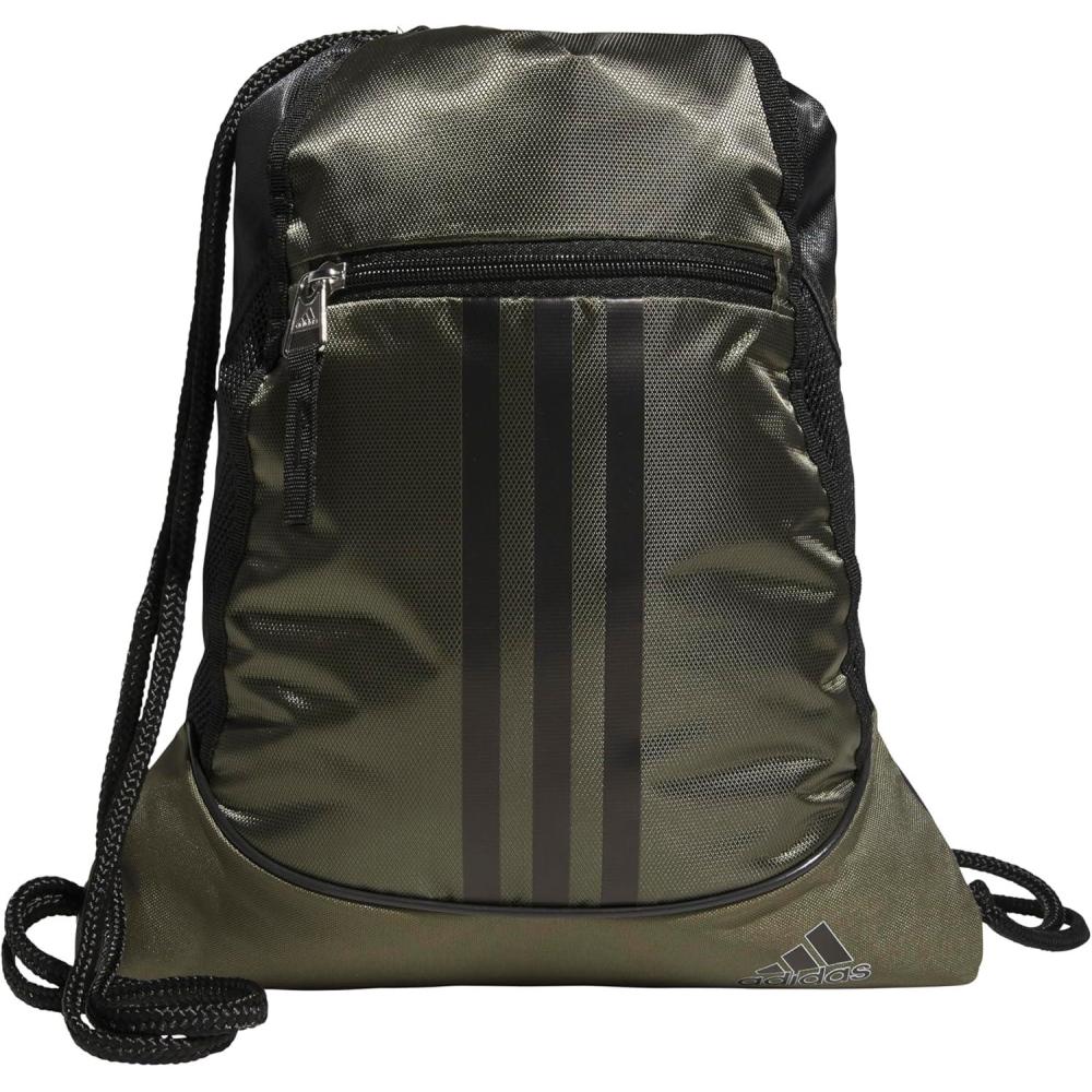 imageadidas Alliance Sackpack  Drawstring Backpack Small Bag for Men and Women Tropic BloomClear Pink One SizeOlive Strata GreenBlackSilver Metallic20
