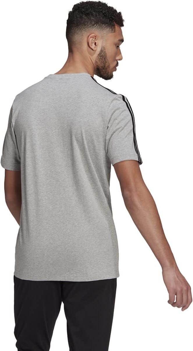 imageadidas Mens Essentials 3stripes TeeMedium Grey Heather