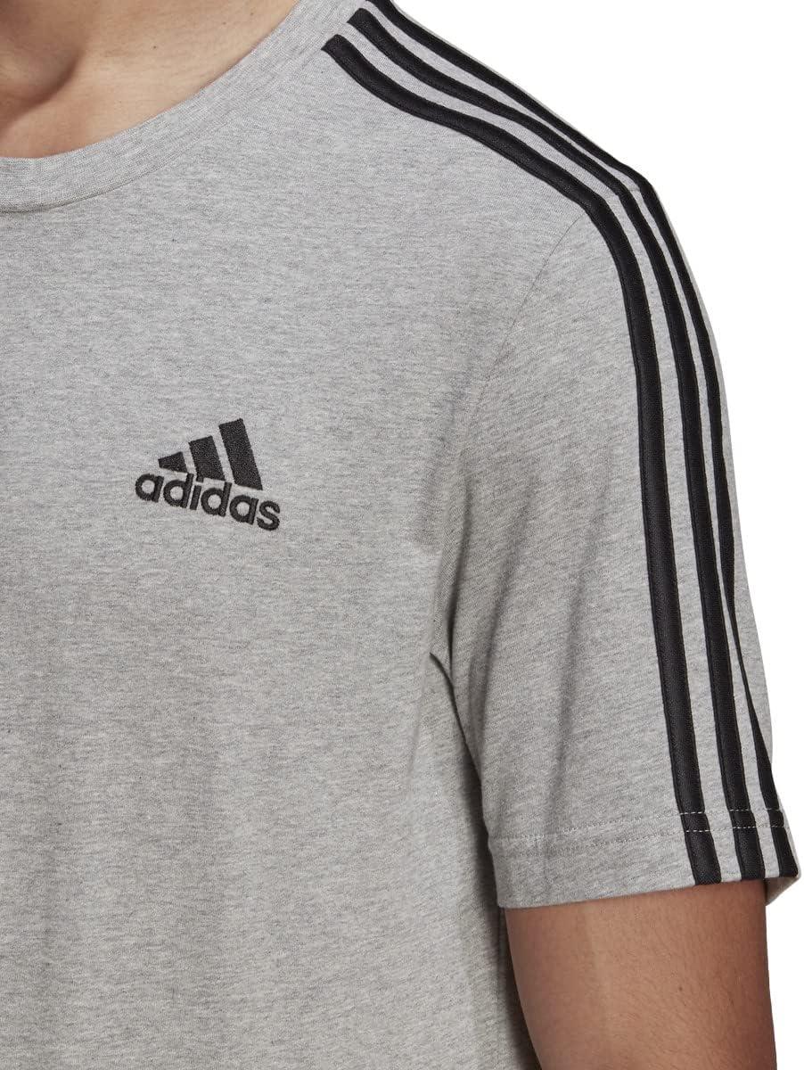 imageadidas Mens Essentials 3stripes TeeMedium Grey Heather