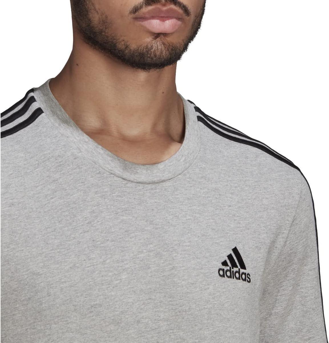 imageadidas Mens Essentials 3stripes TeeMedium Grey Heather