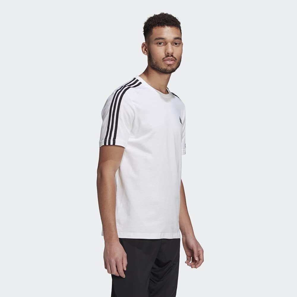 imageadidas Mens Essentials 3stripes TeeWhiteBlack