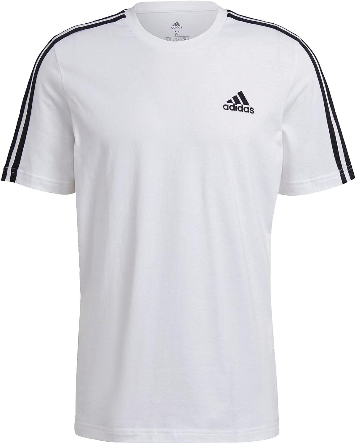 imageadidas Mens Essentials 3stripes TeeWhiteBlack