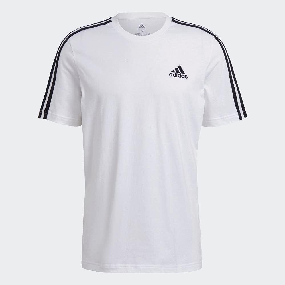imageadidas Mens Essentials 3stripes TeeWhiteBlack