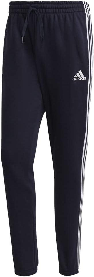 imageadidas Mens Essentials Fleece Tapered Elastic Cuff 3Stripes PantsLegend Ink