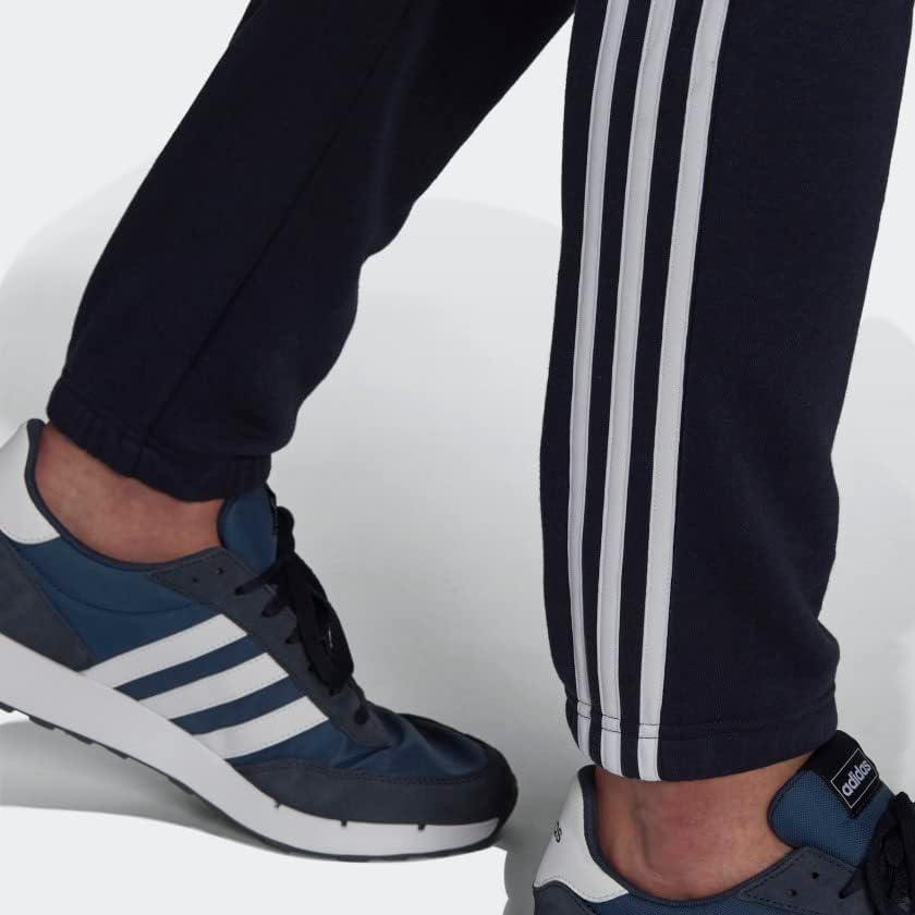 imageadidas Mens Essentials Fleece Tapered Elastic Cuff 3Stripes PantsLegend Ink