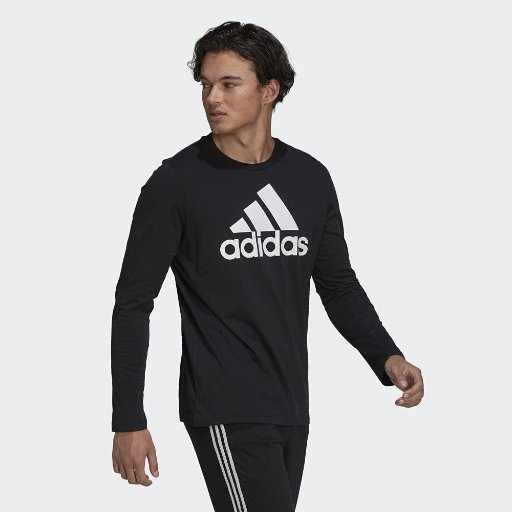 imageadidas Mens Essentials Long Sleeve TeeBlackWhiteWhite