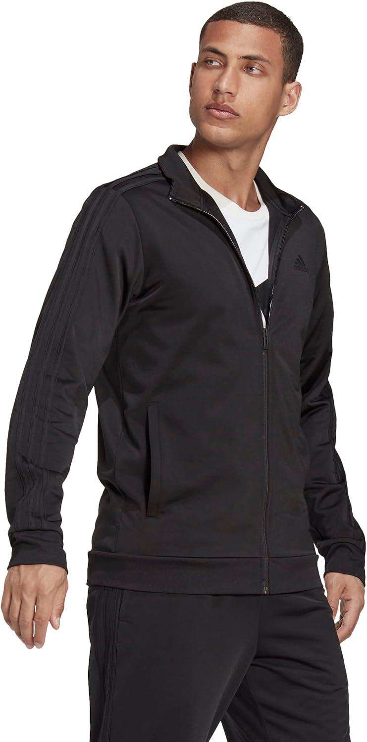 imageadidas Mens Essentials Warmup 3stripes Track TopBlackBlack