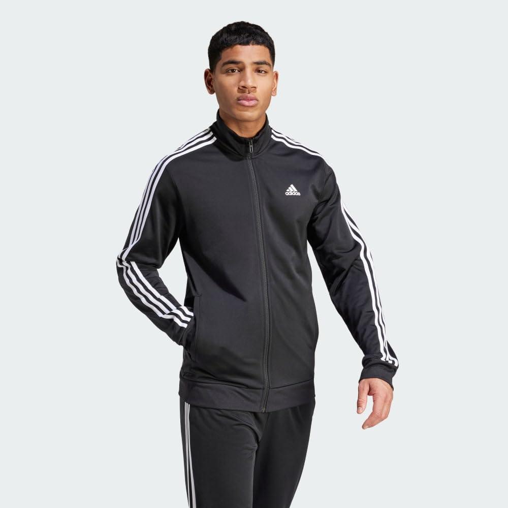 imageadidas Mens Essentials Warmup 3stripes Track TopBlackWhite