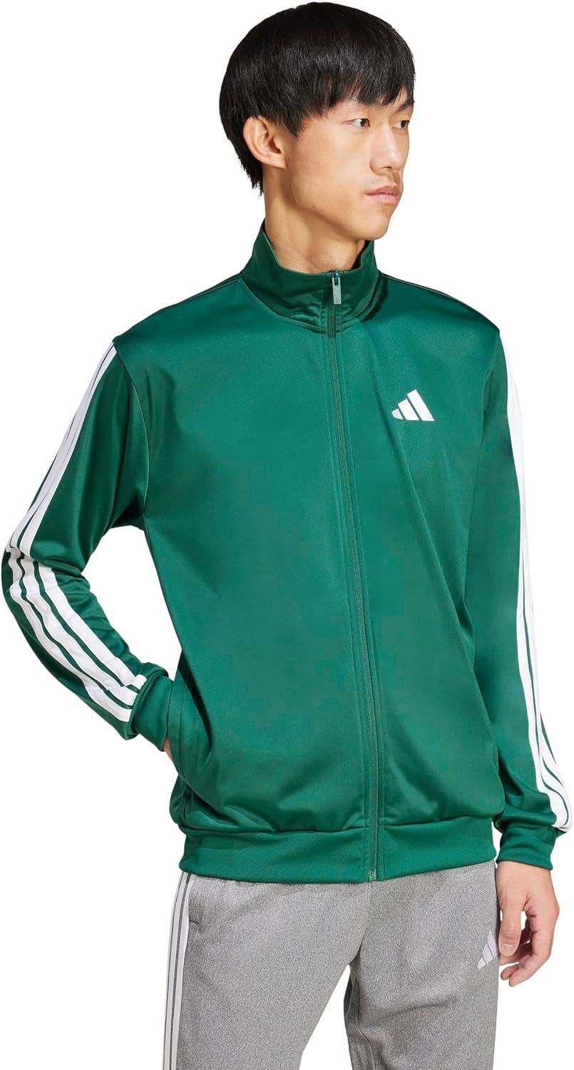 imageadidas Mens Essentials Warmup 3stripes Track TopCollegiate Green