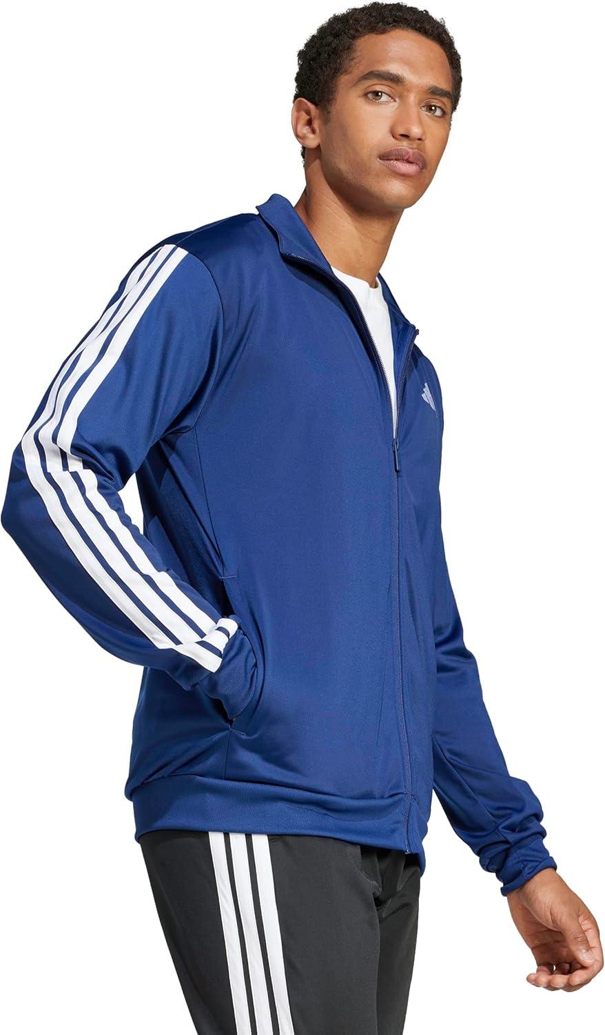 imageadidas Mens Essentials Warmup 3stripes Track TopDark Blue