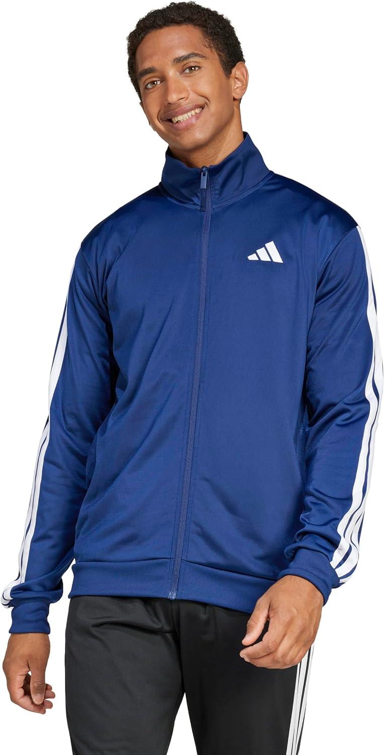 imageadidas Mens Essentials Warmup 3stripes Track TopDark Blue