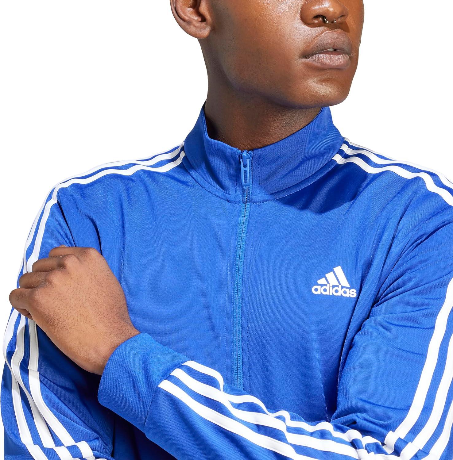 imageadidas Mens Essentials Warmup 3stripes Track TopSemi Lucid BlueWhite