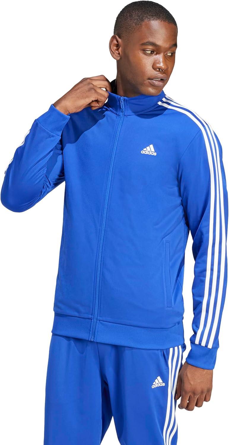 imageadidas Mens Essentials Warmup 3stripes Track TopSemi Lucid BlueWhite