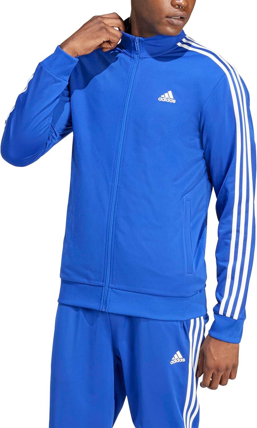 imageadidas Mens Essentials Warmup 3stripes Track TopSemi Lucid BlueWhite