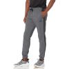 imageadidas Mens Essentials Fleece Tapered Elastic Cuff 3Stripes PantsDark Grey Heather