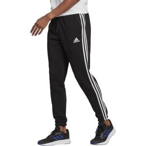 imageadidas Mens Essentials Fleece Tapered Elastic Cuff 3Stripes PantsBlack