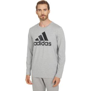 imageadidas Mens Essentials Long Sleeve TeeMedium Grey HeatherBlackBlack