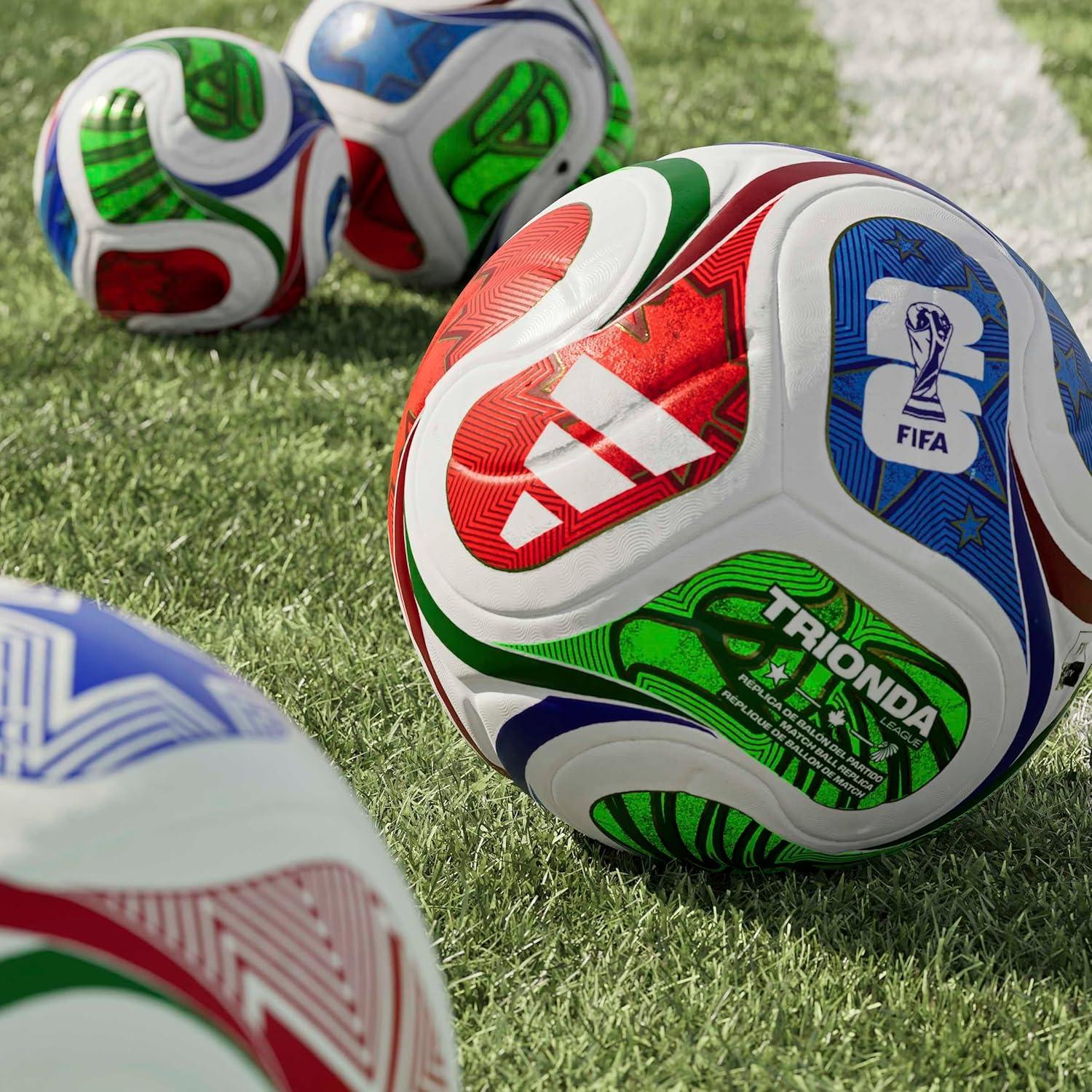 imageadidas FIFA World Cup 26 Trionda Soccer BallWhiteTeam Royal BlueSolar BluePower RedLeague