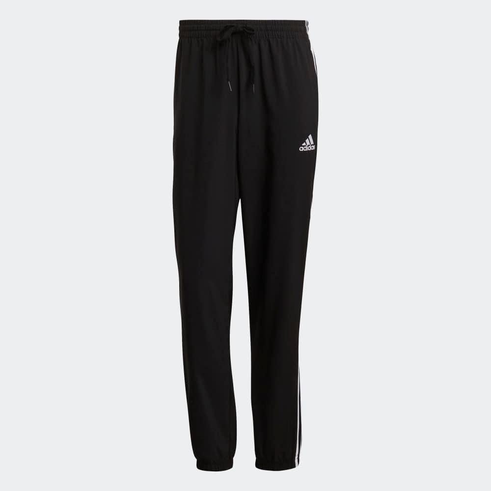 imageadidas Mens Aeroready Essentials Elastic Cuff 3Stripes PantsBlackWhite