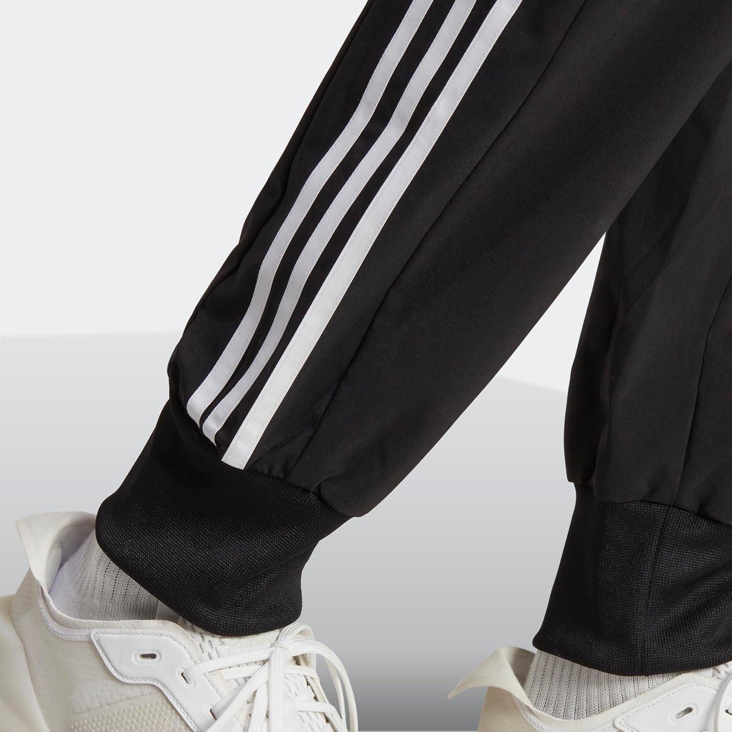 imageadidas Mens Aeroready Essentials Tapered Cuff Woven 3Stripes PantsBlackWhite