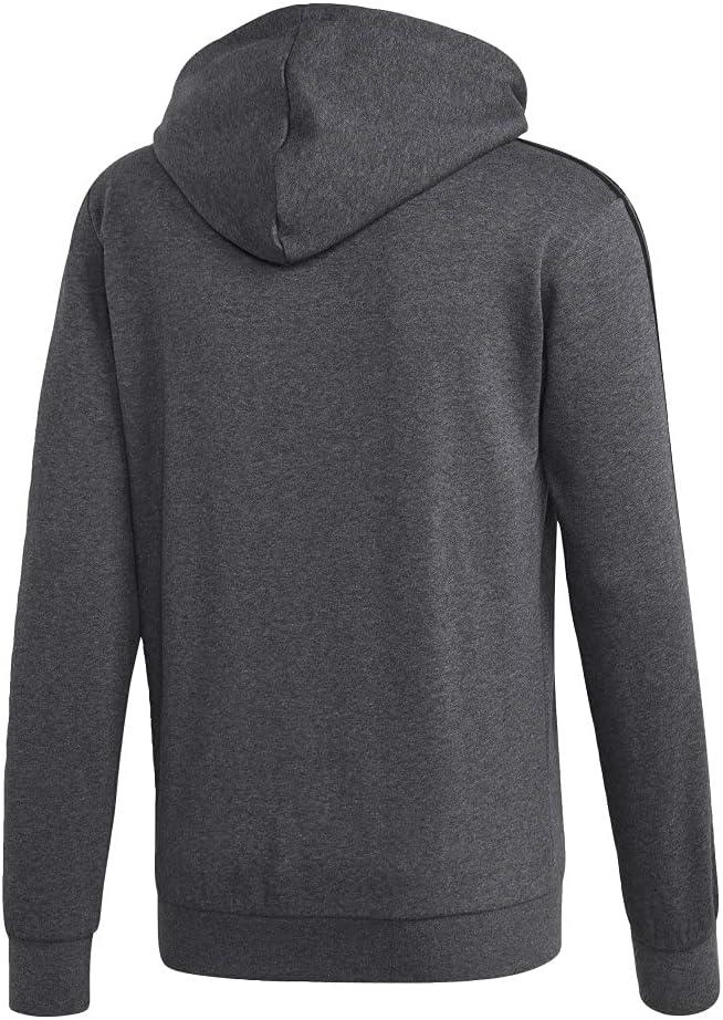imageadidas Mens Essentials 3Stripes Fleece HoodieDark Grey HeatherBlack