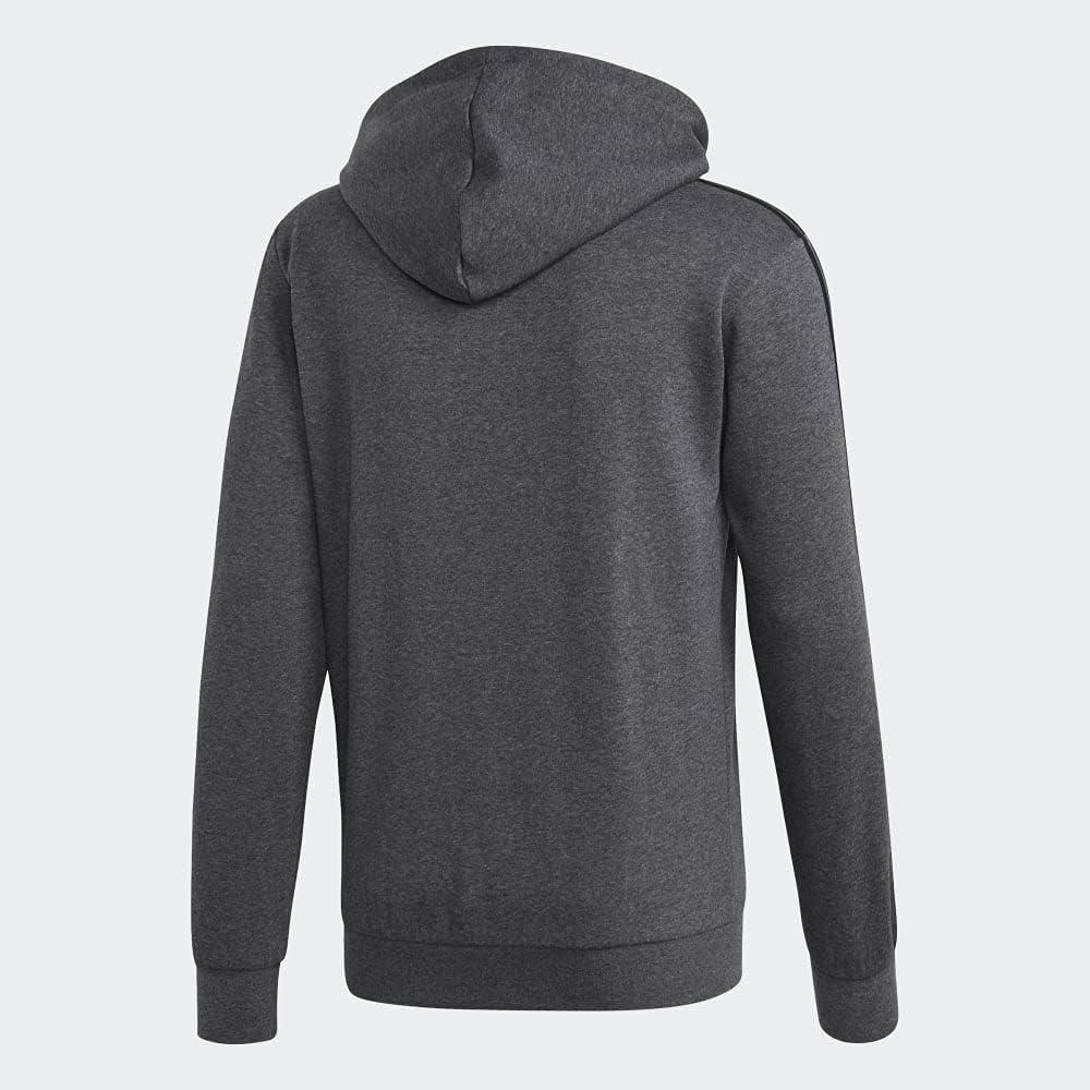 imageadidas Mens Essentials 3Stripes Fleece HoodieDark Grey HeatherBlack